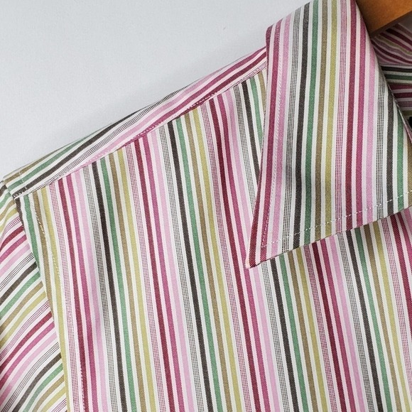 Lands End Pinstripe Button Down Multicolored Sz 10 - Picture 4 of 9